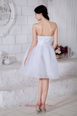 Appliques White Mini-length Organza Prom Dress