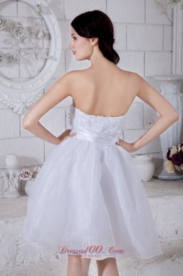 Appliques White Mini-length Organza Prom Dress