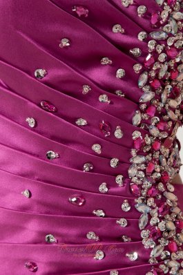 Fuchsia Layered Beading Sweetheart Prom Holiday Dress Ruch