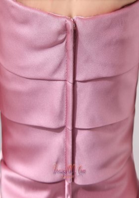 Knee-length Pink Layers Column Mother Dress with Shawl