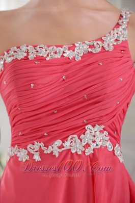 Single Strap Appliques Coral Red Short Homecoming Dress