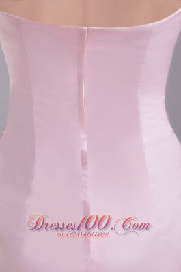 Mini-length Baby Pink Prom Gown with Hand Flowers