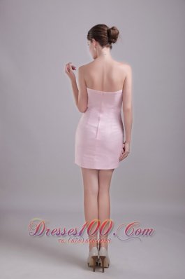 Mini-length Baby Pink Prom Gown with Hand Flowers