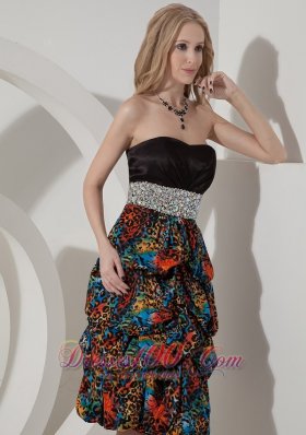 Printed Pick-ups Knee Length Evening Dress Beaded