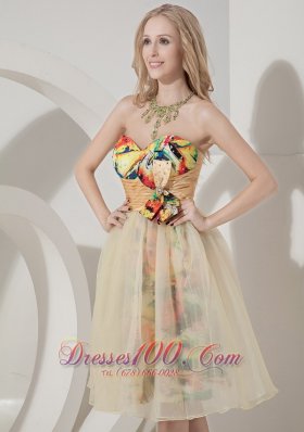 Colorful Printing Short Knee-length Holiday Dress for Prom