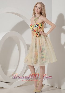 Colorful Printing Short Knee-length Holiday Dress for Prom