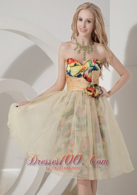 Colorful Printing Short Knee-length Holiday Dress for Prom