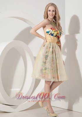 Colorful Printing Short Knee-length Holiday Dress for Prom