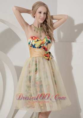 Colorful Printing Short Knee-length Holiday Dress for Prom