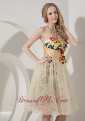 Colorful Printing Short Knee-length Holiday Dress for Prom