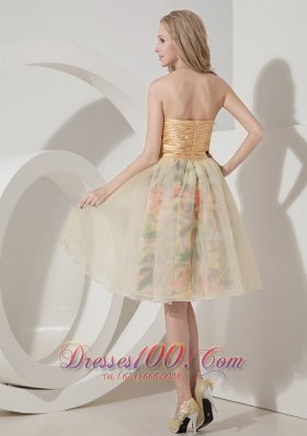 Colorful Printing Short Knee-length Holiday Dress for Prom