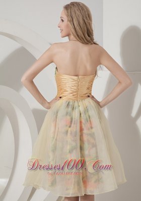 Colorful Printing Short Knee-length Holiday Dress for Prom