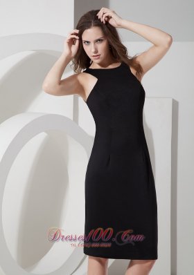 Scoop Knee-length Little Black Dress with Satin