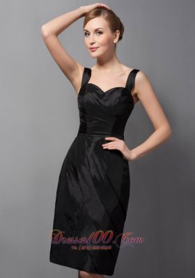 Straps Black Mini Taffeta Mother Of The Bride Dress