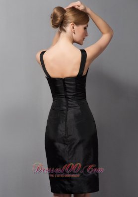 Straps Black Mini Taffeta Mother Of The Bride Dress