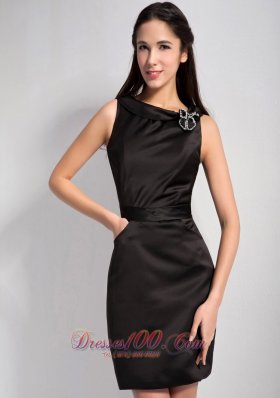 A-line Bateau Mini Little Black Dress with Pockets