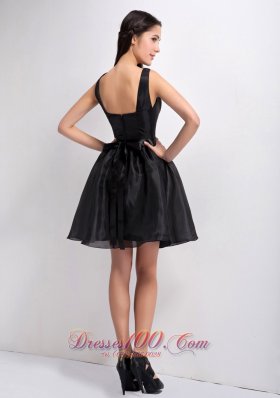 Bateau Mini-length Organza Little Black Dress 2013