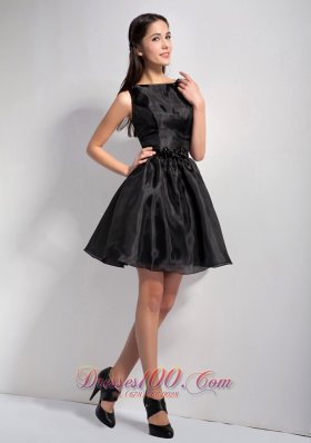 Bateau Mini-length Organza Little Black Dress 2013