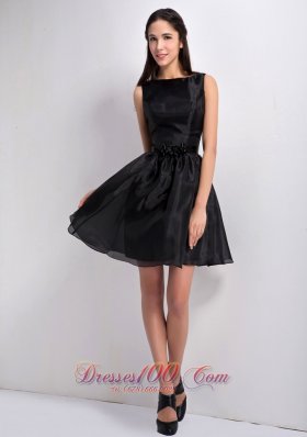 Bateau Mini-length Organza Little Black Dress 2013