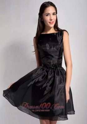 Bateau Mini-length Organza Little Black Dress 2013