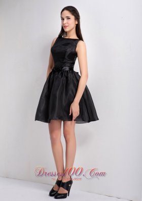 Bateau Mini-length Organza Little Black Dress 2013