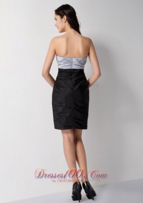 Silver and Black Bridesmaid Dress Mini-length Taffeta