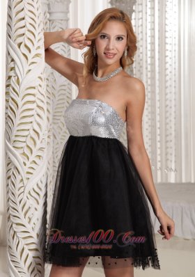 Sequins Black and Silver mini A-line Cocktail Dress