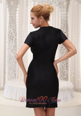 V-neck Short Sleeves Mini Black Mother Of The Bride Dress