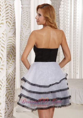 Black and White Cocktail Dress with Ruffled Layers