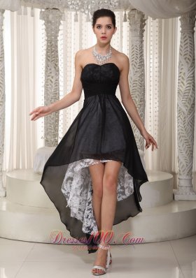 Lace Sweetheart Black Prom Dress High-low Ruched