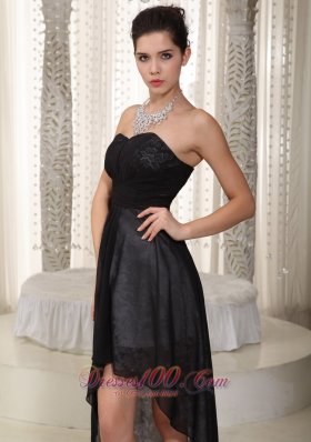 Lace Sweetheart Black Prom Dress High-low Ruched
