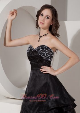 Mini Princess Little Black Dress with Beads Sweetheart