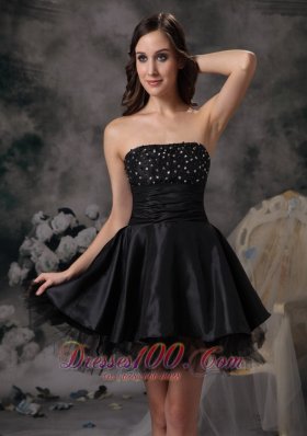 Mini-length Strapless Beaded A-line Little Black Dress