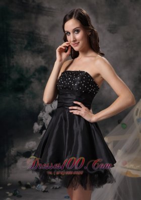 Mini-length Strapless Beaded A-line Little Black Dress