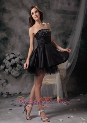 Mini-length Strapless Beaded A-line Little Black Dress