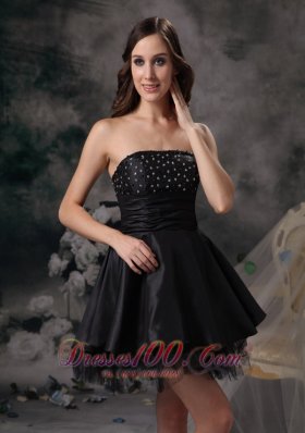 Mini-length Strapless Beaded A-line Little Black Dress