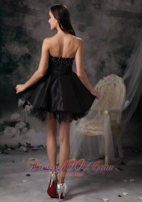 Mini-length Strapless Beaded A-line Little Black Dress