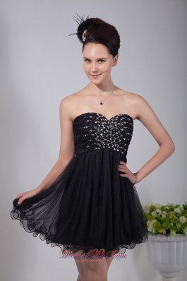 Sweetheart Beading Mini-length Homecoming Dress Black