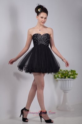 Sweetheart Beading Mini-length Homecoming Dress Black