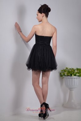 Sweetheart Beading Mini-length Homecoming Dress Black