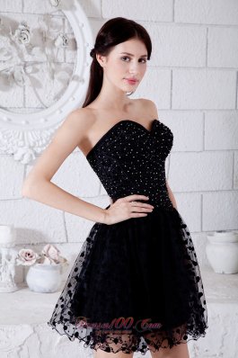 Black Beading Layered Short Homecoming Dress Sweetheart