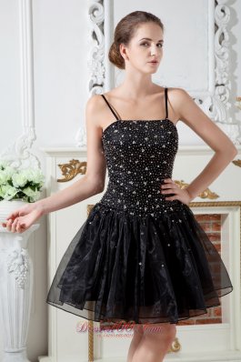 Beaded Bodice Spaghetti Straps Mini-length Prom Dress