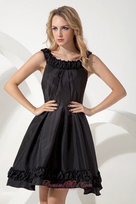 A-line Taffeta Scoop Mini-length Little Black Dress