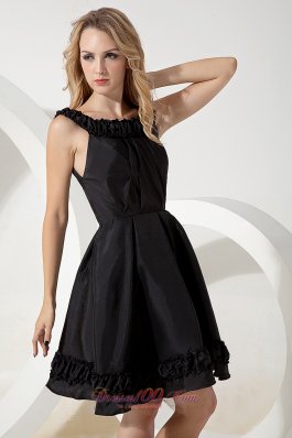 A-line Taffeta Scoop Mini-length Little Black Dress