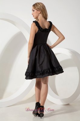 A-line Taffeta Scoop Mini-length Little Black Dress