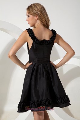 A-line Taffeta Scoop Mini-length Little Black Dress