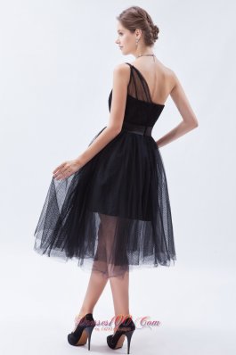 Attractive Bridesmaid Dress Tulle Tea-length One Shoulder