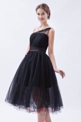 Attractive Bridesmaid Dress Tulle Tea-length One Shoulder