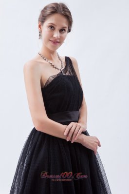 Attractive Bridesmaid Dress Tulle Tea-length One Shoulder