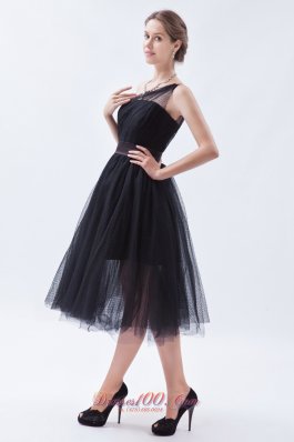 Attractive Bridesmaid Dress Tulle Tea-length One Shoulder